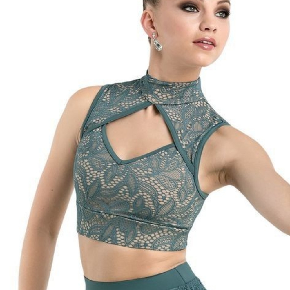 Balera Dance Top Pale Green with Key Hole MA
